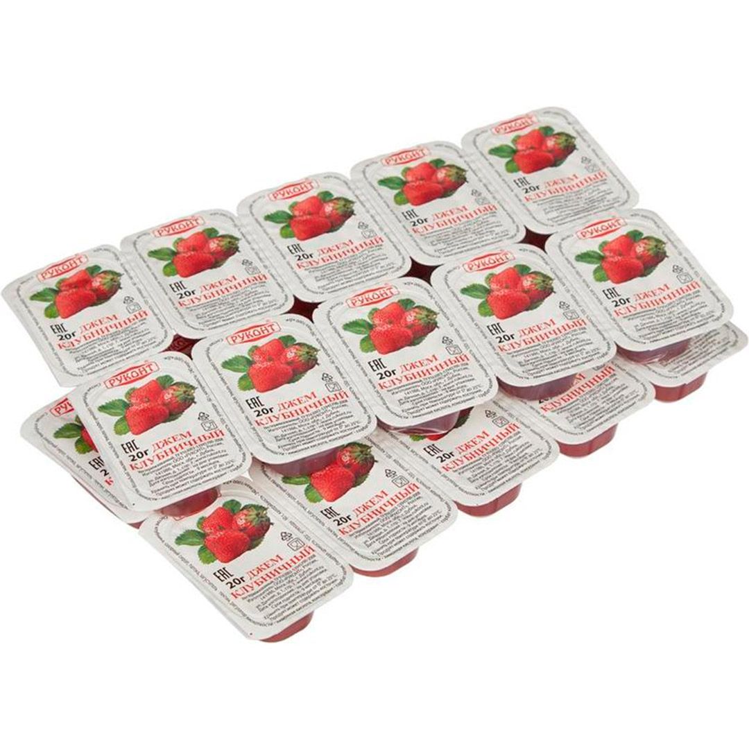 Джем порционный Руконт, клубника, 20 гр, 20 штук в упаковке / Мед, варенье, сиропы