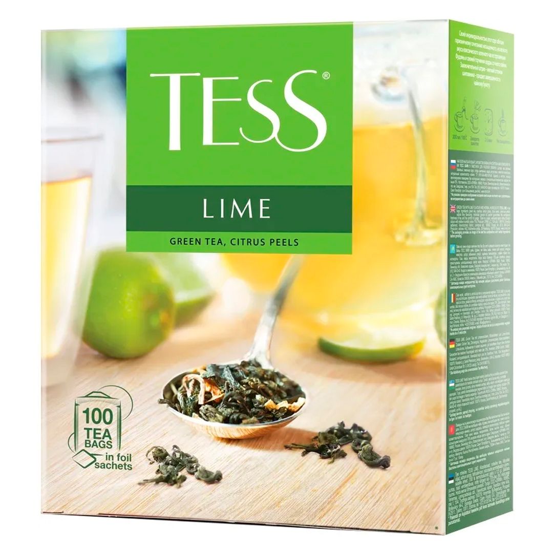 Чай Tess Lime, зеленый, 100 пакетиков / Чай пакетированный