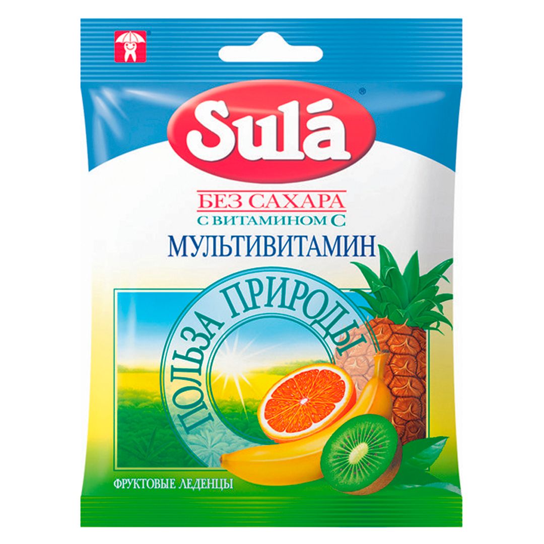 Леденцы фруктовые Sula "Мультивитамин", 60 гр