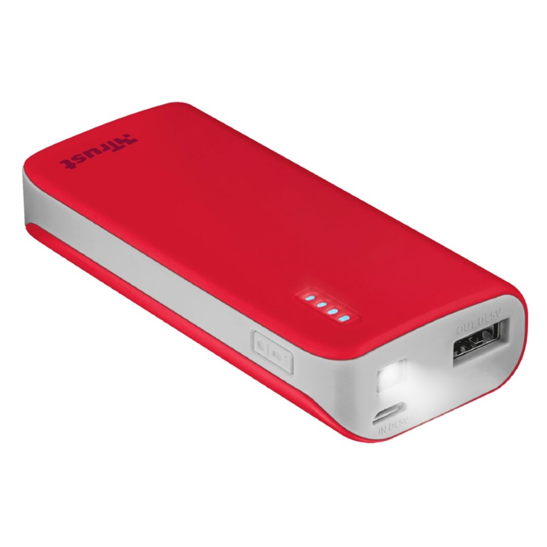 Портативное зарядное устройство Trust UR PRIMO, 4400 mAh, индикатор заряда, красный / Портативные зарядные устройства №2