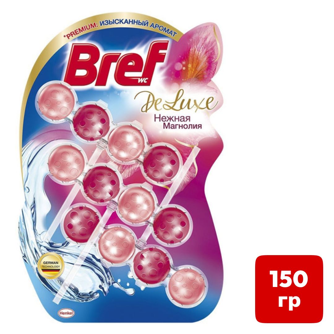 Блок гигиенический для унитаза Bref DeLuxe "Нежная магнолия", 3х50 гр / Средства для туалетов и ванных комнат