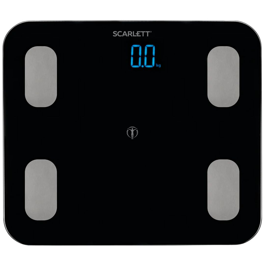 Диагностические весы Scarlett SC-BS33ED46, с функцией BLUETOOTH, максимальный вес 150 кг, черный / Уход за собой