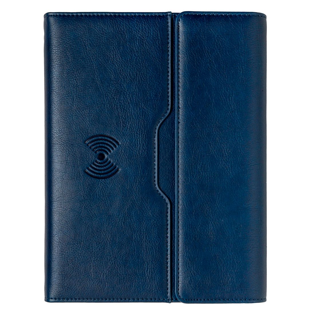 Папка-органайзер Smart, A5+, с беспроводной зарядкой, в линейку, 110 листов, синий / Ежедневники недатированные