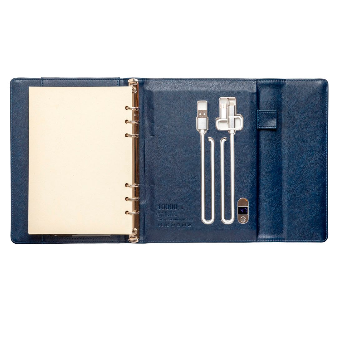 Папка-органайзер Smart, A5+, с беспроводной зарядкой, в линейку, 110 листов, синий / Ежедневники недатированные №2