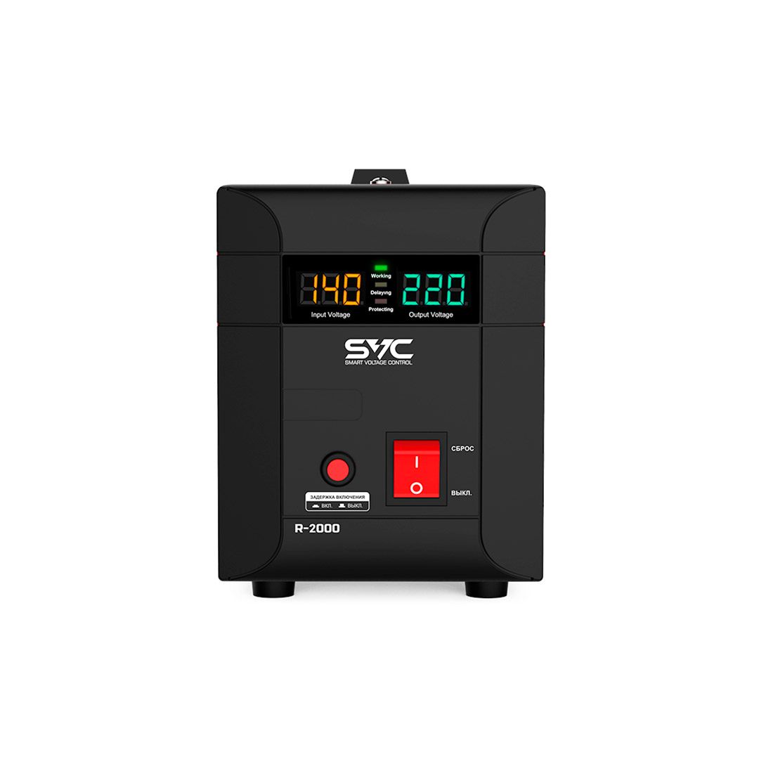 Стабилизатор напряжения SVC R-2000, 200ВА/200Вт, 2 розетки, черный/красный / Источники бесперебойного питания №2