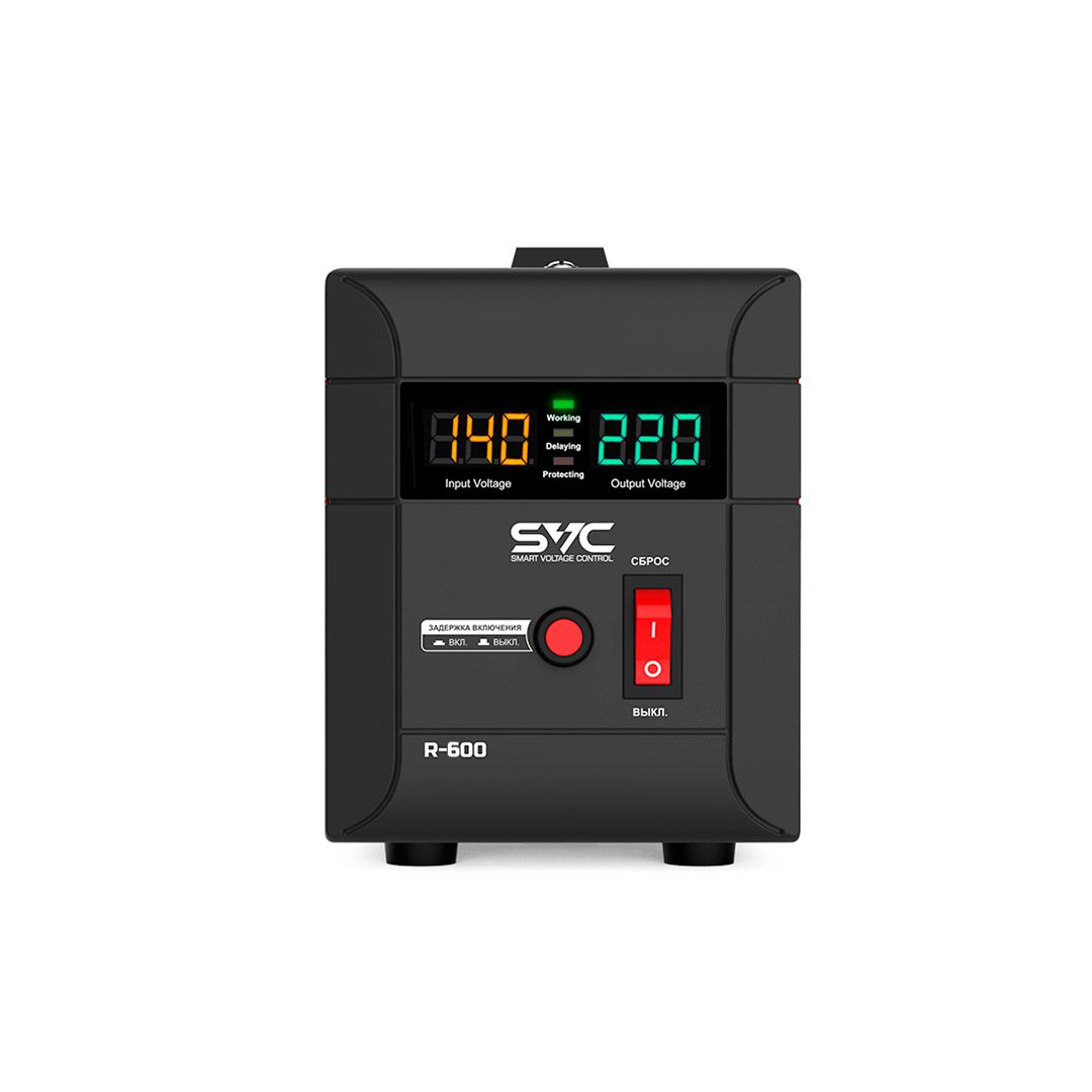 Стабилизатор напряжения SVC R-600, 600ВА/500Вт, 2 розетки, черный/красный / Источники бесперебойного питания №3