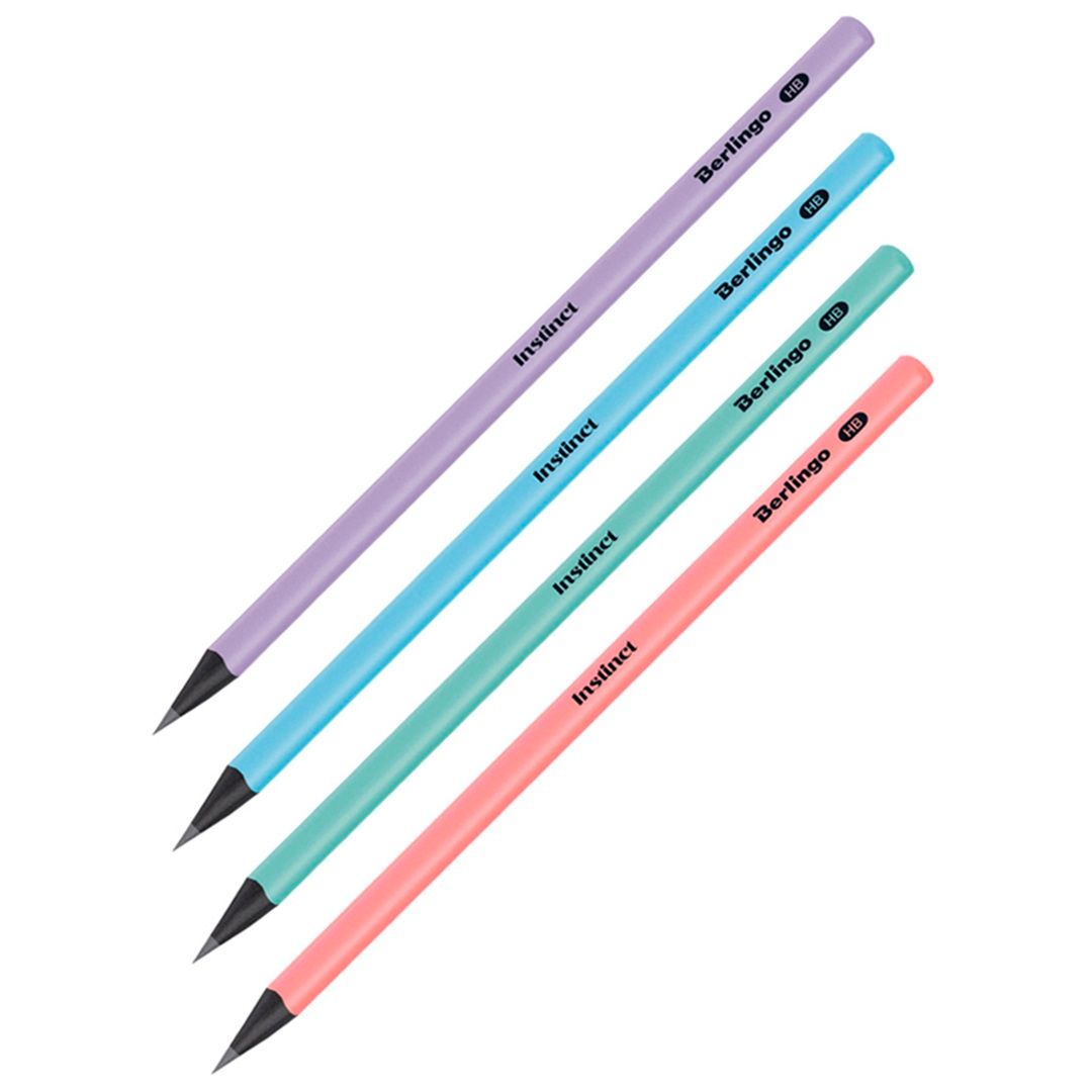 Карандаш чернографитный Berlingo "Instinct" HB, черное дерево, заточенный без ластика, ассорти / Карандаши чернографитные №2