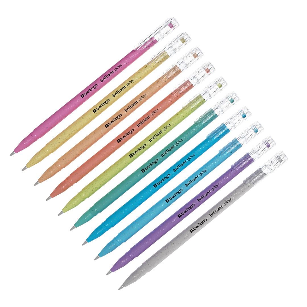 Гельді қаламдар жинағы Berlingo "Brilliant Glitter", 1 мм, 10 дана, түрлі-түсті / Гельді қаламдар жинағы №2