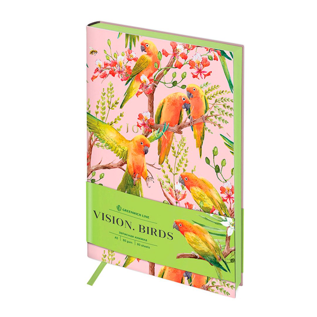 Записная книжка Greenwich Line "Vision. Birds", А5, 80 листов. кожзам, цветной срез