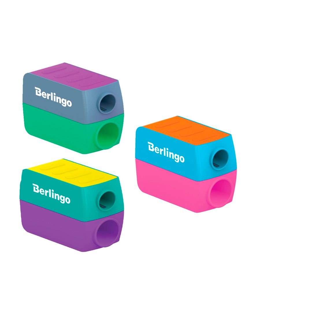 Ұштағыш Berlingo "ColorShift" пластик, контейнермен, екі тесікті, ассорти, баға бір дана үшін / Ұштағыштар №2