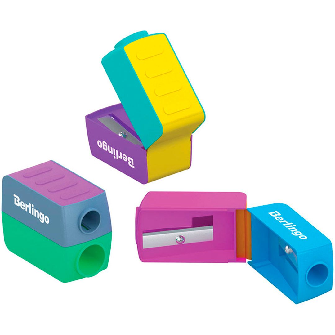 Ұштағыш Berlingo "ColorShift" пластик, контейнермен, екі тесікті, ассорти, баға бір дана үшін / Ұштағыштар №3