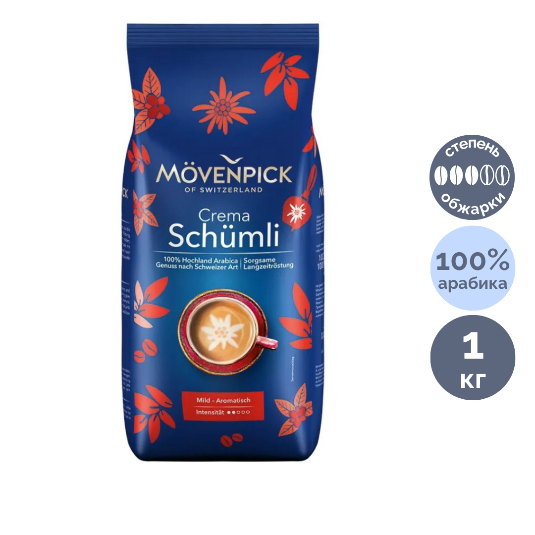 Кофе в зернах Movenpick "Schumli", средней обжарки, 1000 гр / Кофе зерновой