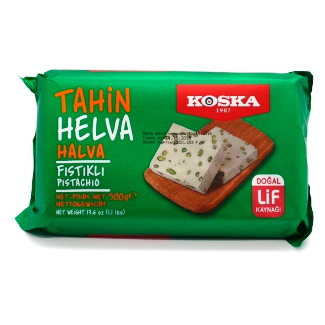 Халва Koska, кунжутная с фисташками, 500 гр / Печенье, вафли, крекеры
