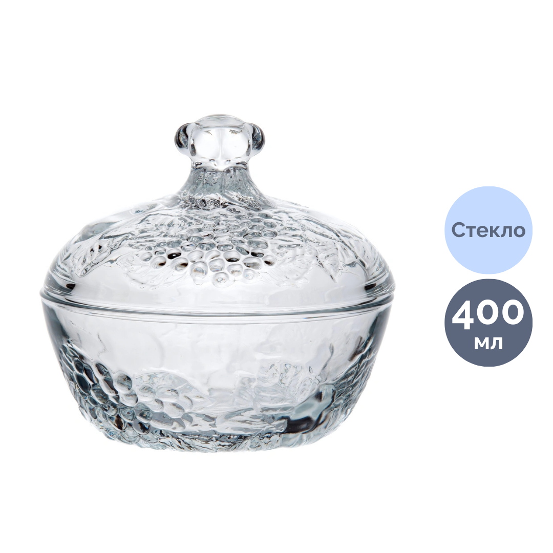 Сахарница с крышкой F&D "Пикник", 400 мл, стекло / Посуда столовая