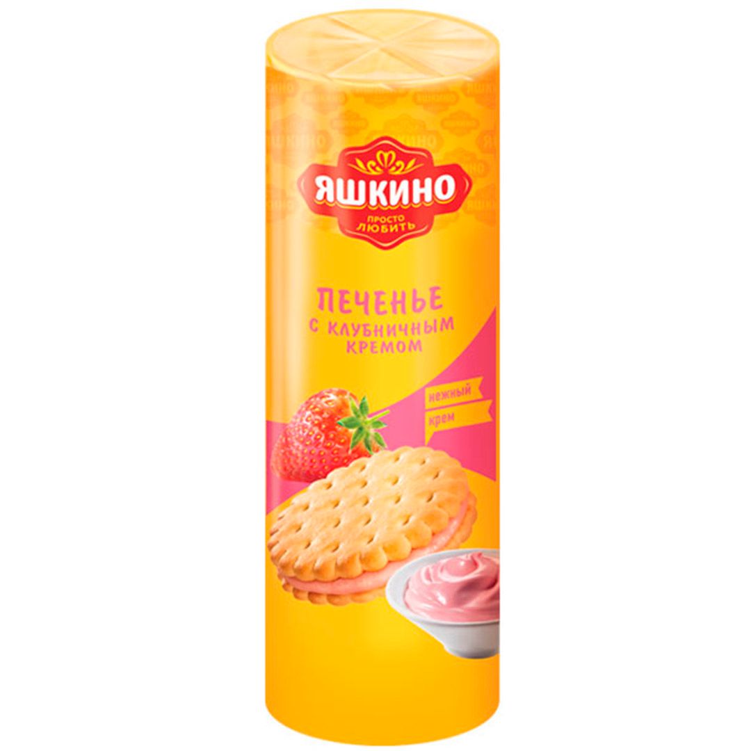 Печенье Яшкино "С клубничным кремом", 190 гр / Печенье, вафли, крекеры