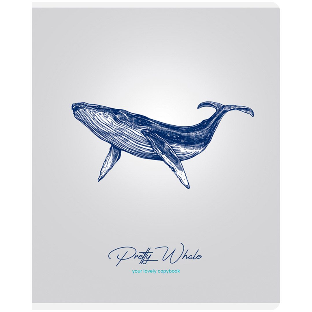 Дәптер А5, 48 парақ, Greenwich Line "Pretty whale", тор көз, қыстырғышта