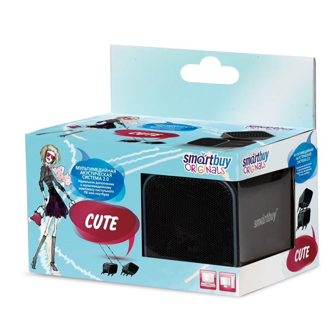 Колонкалар Smartbuy Cute, 6 Вт, MiniJack 3.5, USB, қара