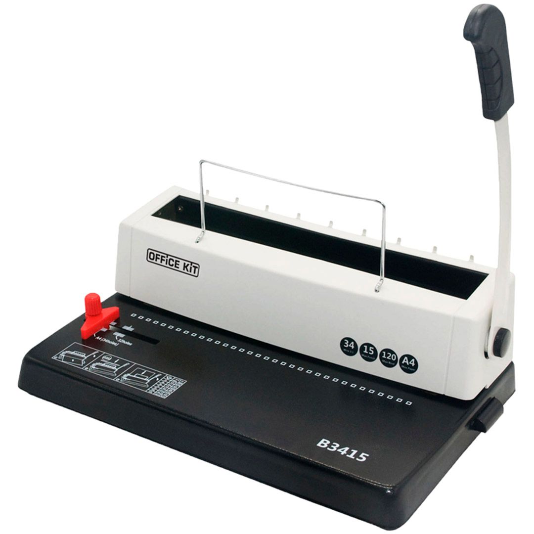 Переплетная машина Office Kit "B3415", А4, металлическая пружина, переплет 120 лист., пробивка 12 л. / Переплетные машины