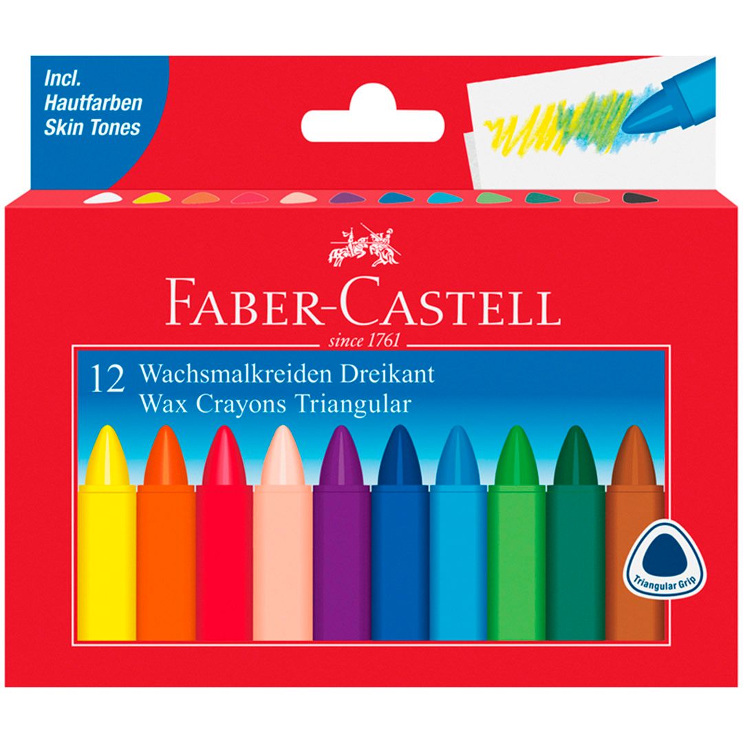 Мелки восковые Faber-Castell, 12 цветов / Мелки для доски / асфальта