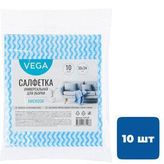 Салфетки вискозные Vega, размер 30*34 см, в комплекте 10 шт. / Салфетки хозяйственные