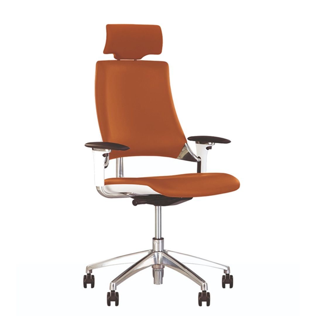 Кресло для персонала HIP-HOP R HR WHITE LE-I, натуральная кожа, коричневое / Кресла для персонала