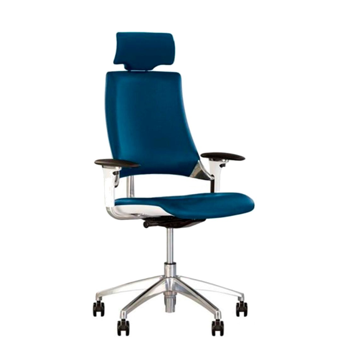 Кресло для персонала HIP-HOP R HR WHITE LE-B, натуральная кожа, синее / Кресла для персонала