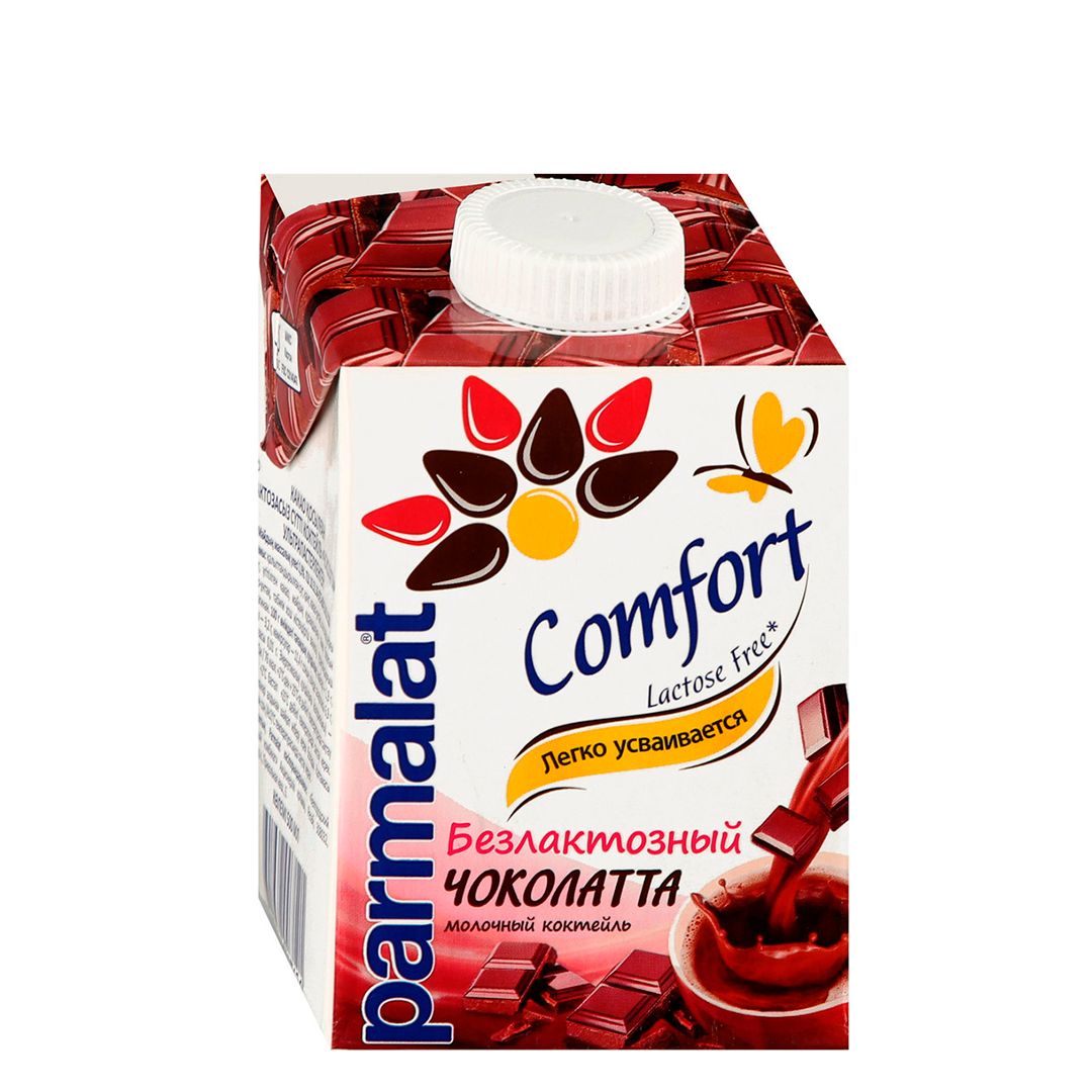 Молочный коктейль Parmalat Comfort "Чоколатта", безлактозный, 0,5 л, тетрапакет / Молоко и сливки