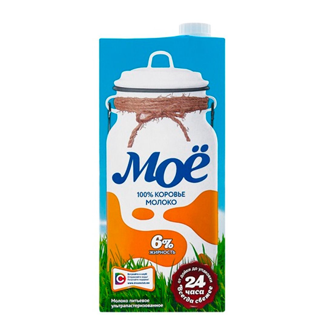 Молоко Моё, 950 мл, 6%, тетрапакет / Молоко и сливки oe.kz Молоко Моё, 950 мл, 6%, тетрапакет / Молоко и сливки