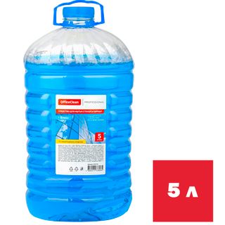 Средство для мытья стекол и зеркал OfficeClean Professional "Блеск", с нашатырным спиртом, 5 л. ПЭТ / Средства для мытья стекол