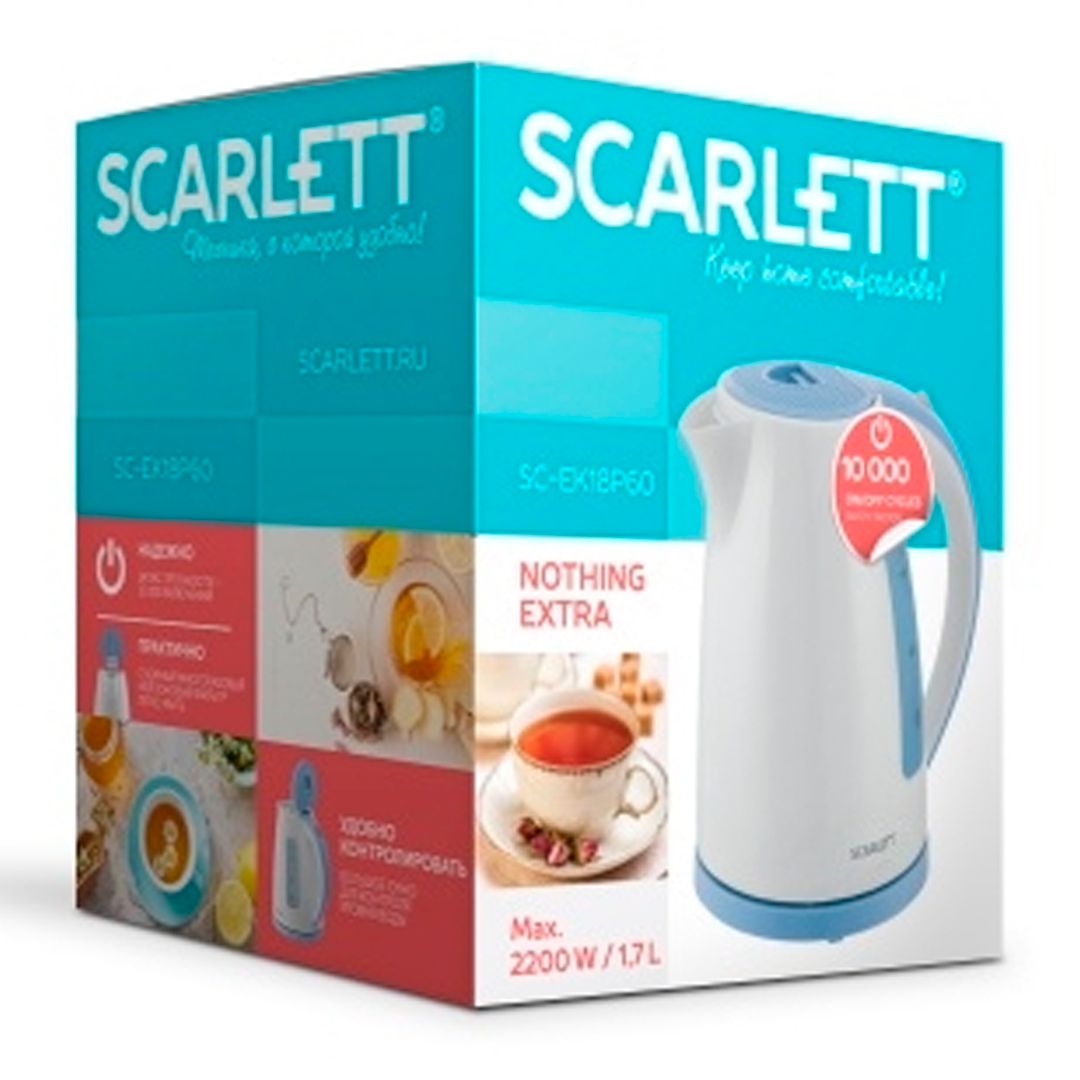 Электрический чайник Scarlett SC-EK18P60 бело-голубой / Чайники	 №4
