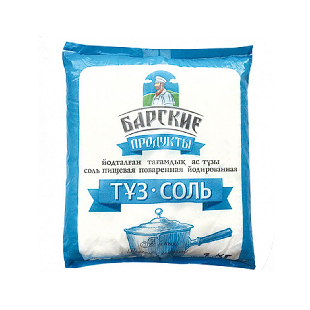 Соль "Барские продукты", пищевая йодированная, 1 кг / Соль, специи, пряности