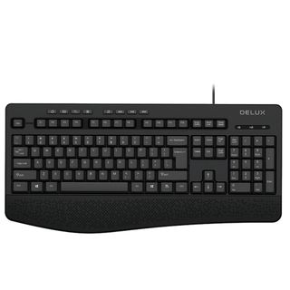 Клавиатура проводная Delux DLK-6060UB, ENG/RUS/KAZ, 8 мультимедийных клавиш, USB, черная / Клавиатуры проводные