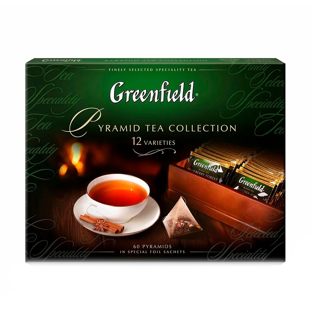 Подарочный набор чая Greenfield "Pyramid tea collection", 12 вкусов, 60 пирамидок, картонная коробка / Чай пакетированный №2