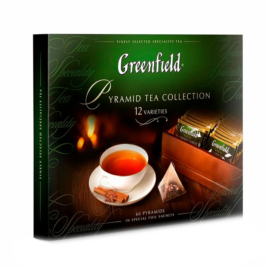 Подарочный набор чая Greenfield "Pyramid tea collection", 12 вкусов, 60 пирамидок, картонная коробка / Чай пакетированный №3