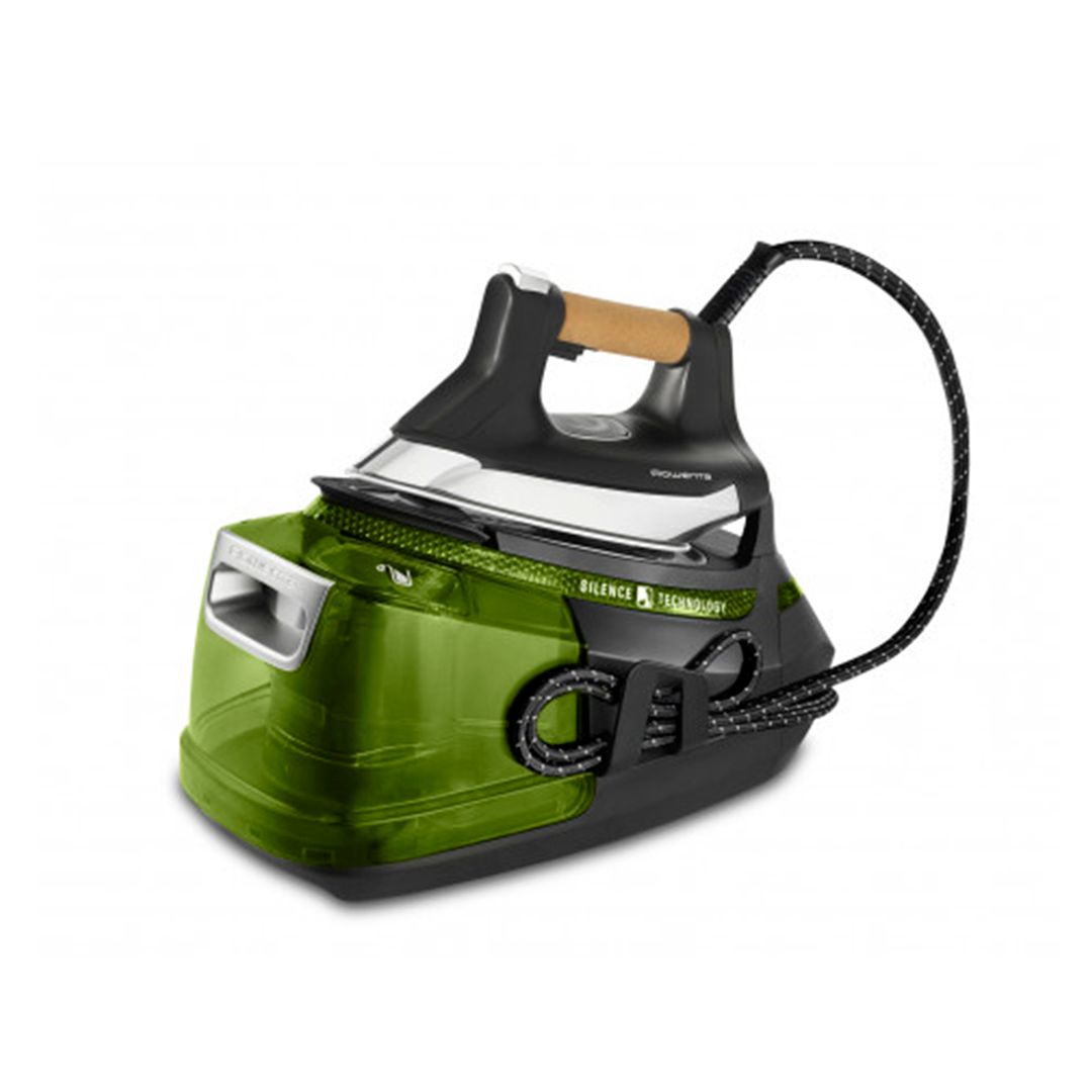 Парогенератор Rowenta DG9266F0, мощность 2800 Вт, резервуар 1,3 л, черный/зеленый / Уход за одеждой