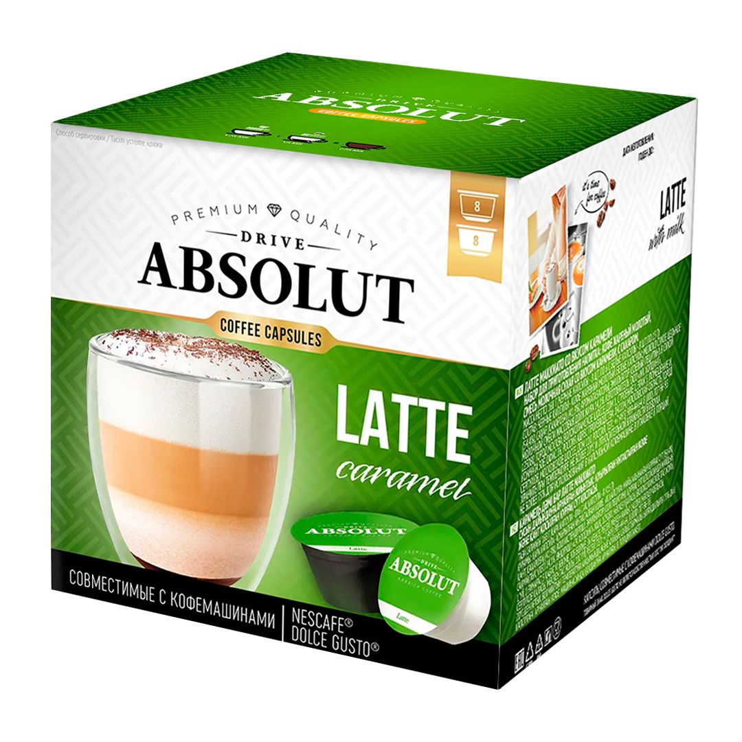 Кофе в капсулах Живой Кофе "Латте Макиато со вкусом карамели", для кофемашин Dolce Gusto, 8 капсул / Кофе и чай в капсулах