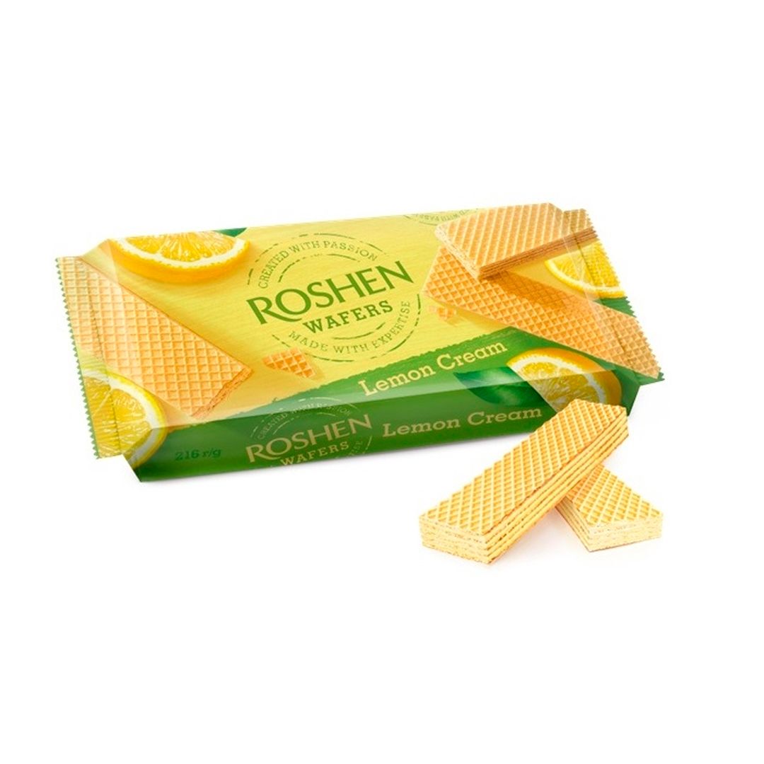 Вафли Roshen Wafers, с лимонной начинкой, 216 гр