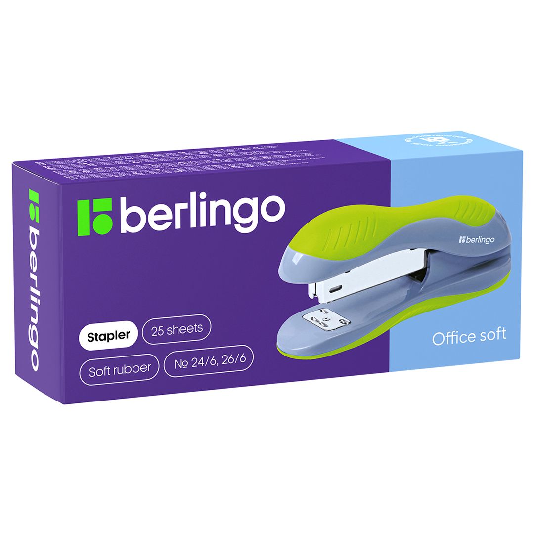 Степлер сшивает до 25 листов, Berlingo "Office Soft" № 24/6, 26/6, белый, пластик / Степлеры №2