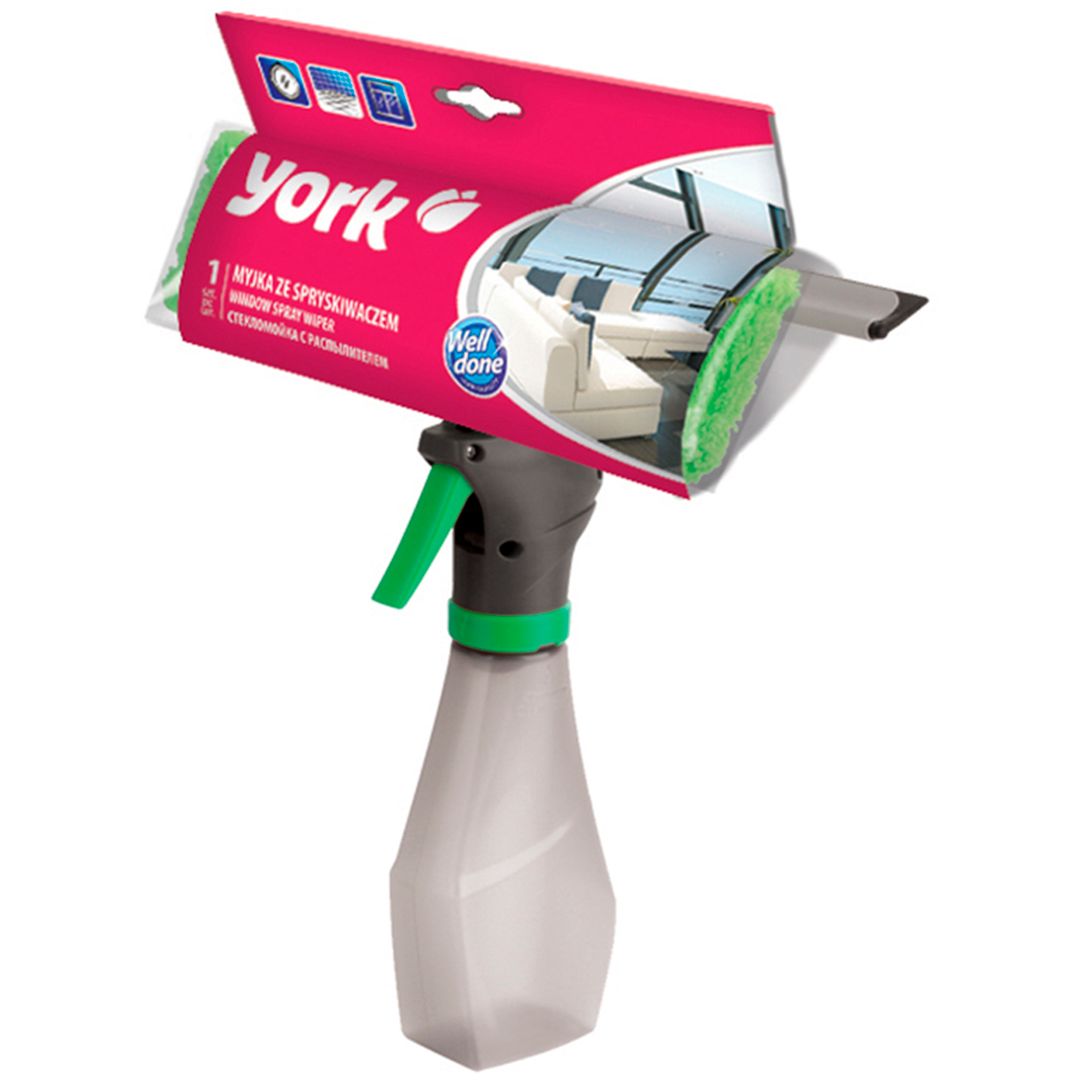 Стекломойка York, с распылителем, ширина 25,5 см, водосгон, насадка из микрофибры / Инвентарь для мытья окон №2 oe.kz Стекломойка York, с распылителем, ширина 25,5 см, водосгон, насадка из микрофибры / Инвентарь для мытья окон №2