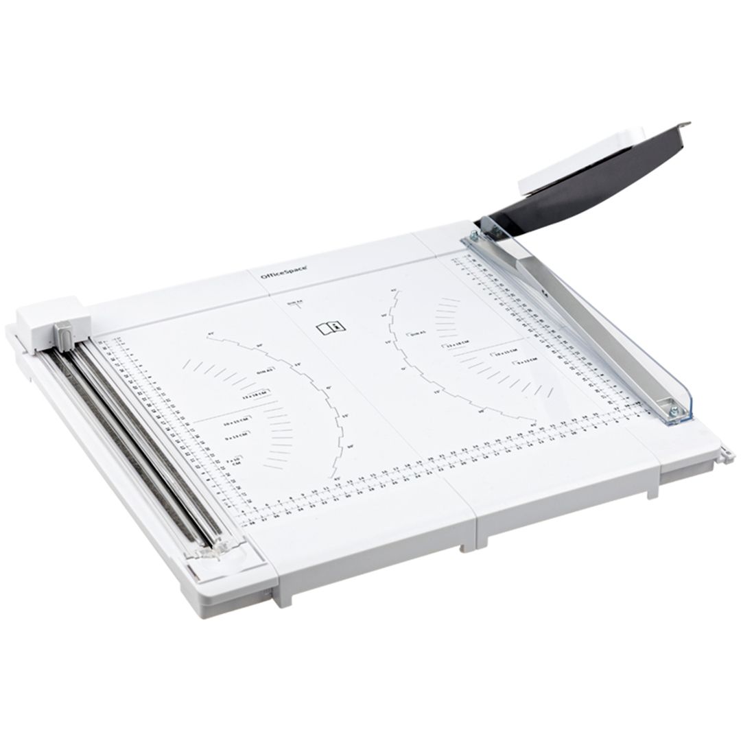 Резак OfficeSpace, 2 в 1, А4 формат, 10 листов, 3 стиля резки, роликовый/сабельный / Резаки