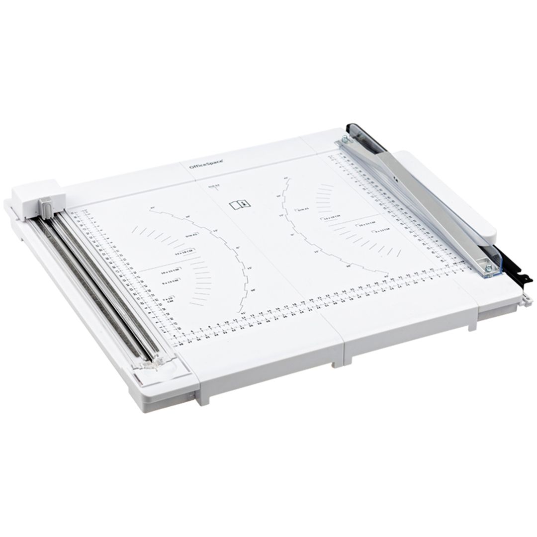 Резак OfficeSpace, 2 в 1, А4 формат, 10 листов, 3 стиля резки, роликовый/сабельный / Резаки №2