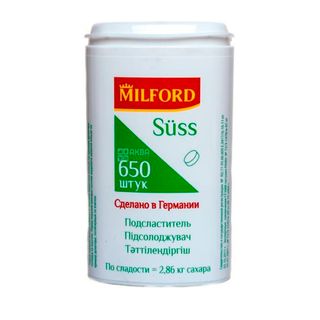 Заменитель сахара в таблетках Milford Suss, 650 таблеток / Здоровое питание