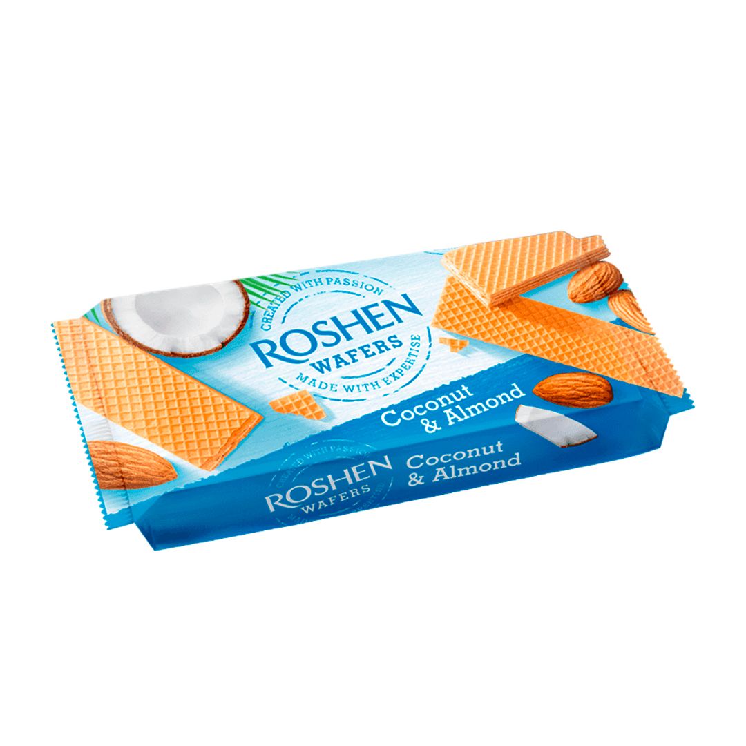 Вафли Roshen Wafers, кокос и миндаль, 216 гр