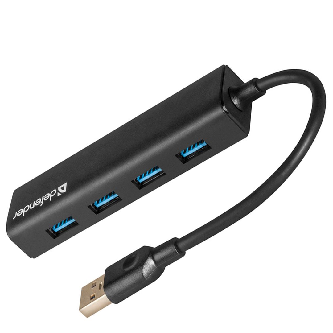 Расширитель USB, Defender Quadro Express, 4 порта, USB 3.0, черный / Веб-камеры