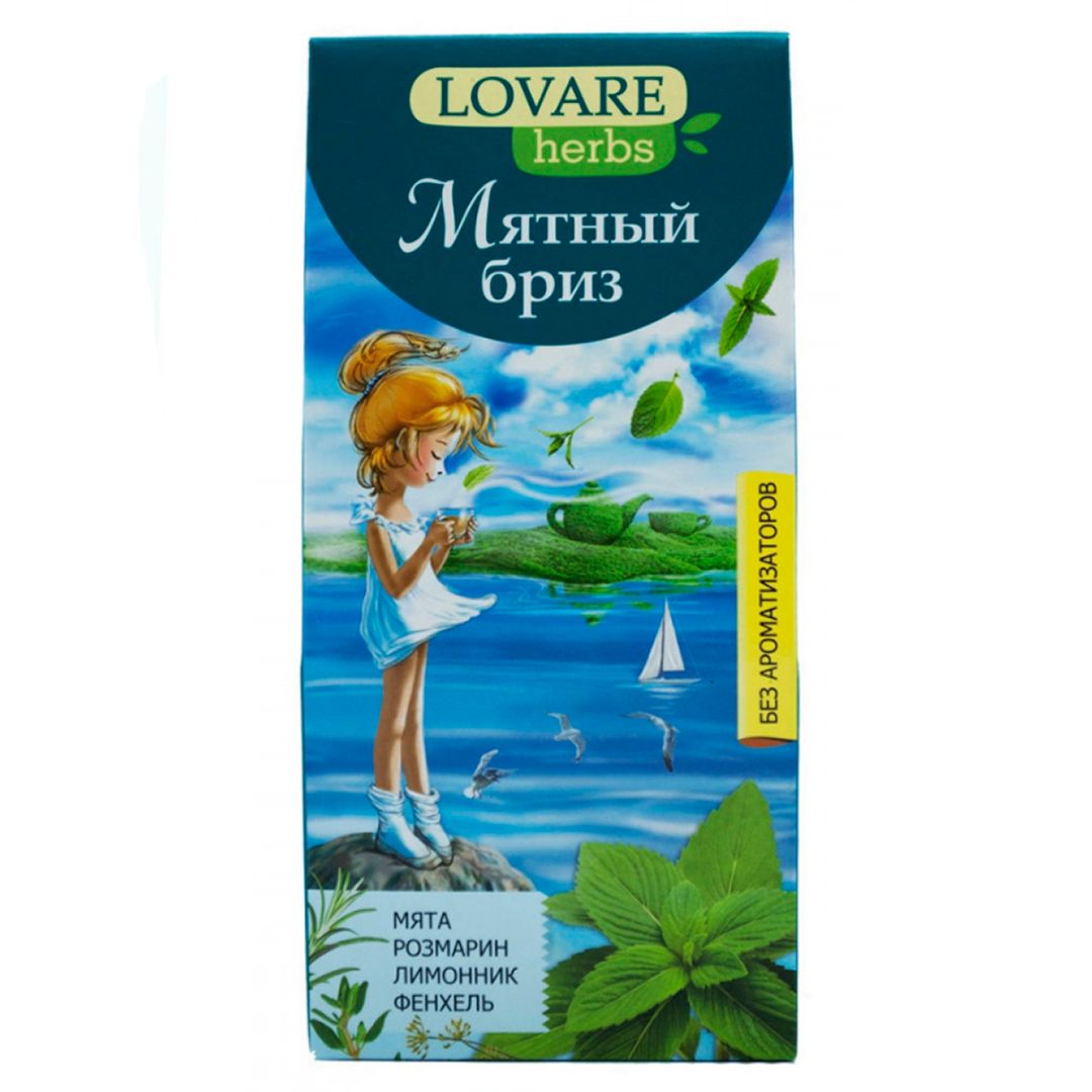 Чай Lovare "Мятный бриз", травяной, 20 пирамидок / Чай пакетированный