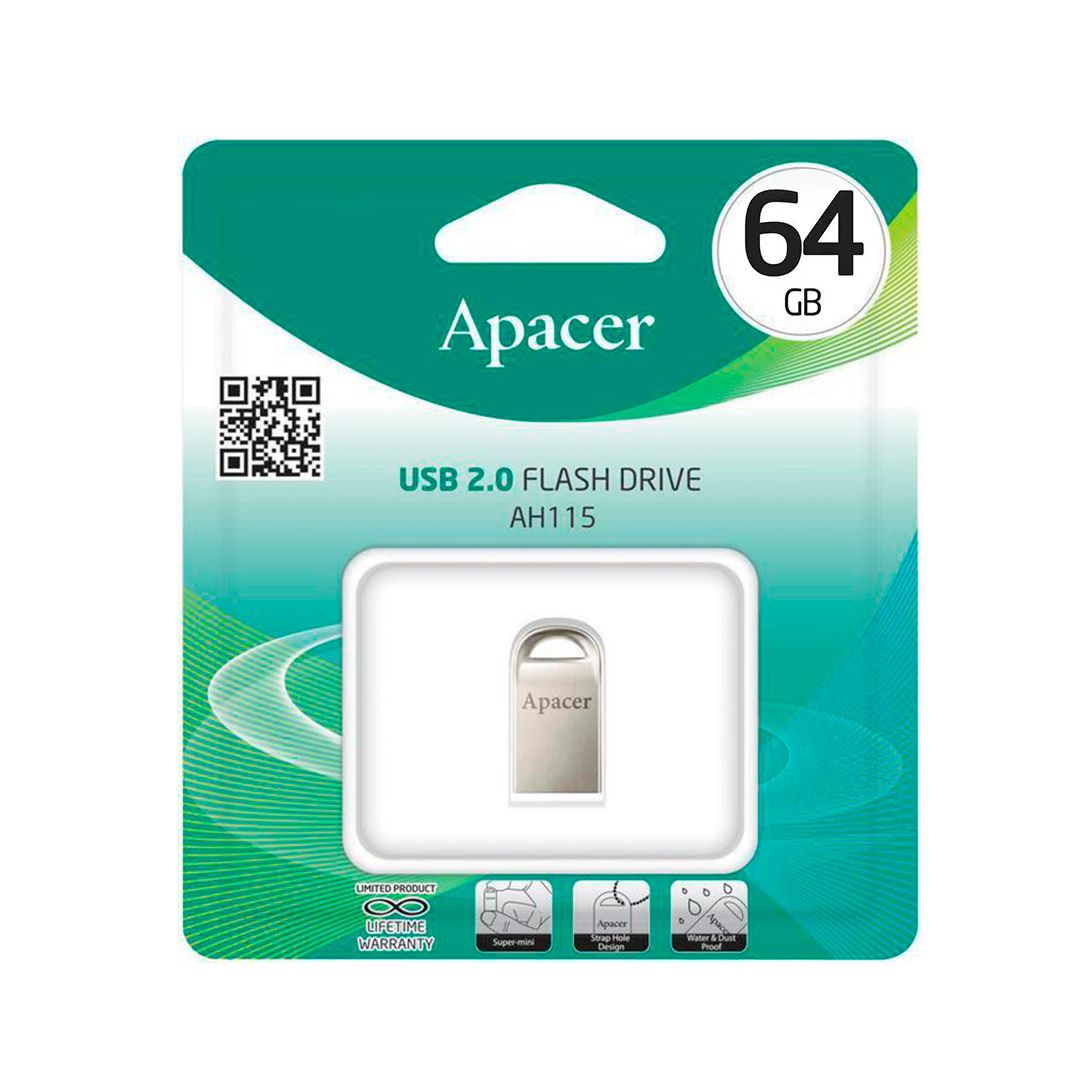USB-флешка 64 Gb, Apacer "AH115", USB 2.0, серая