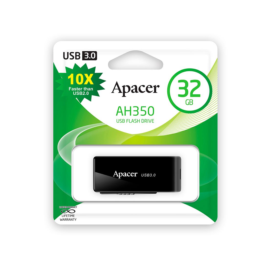 USB-флешка 32 Gb, Apacer "AH350", USB 3.1, черная