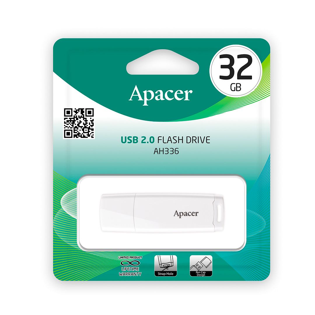 USB-флешка 32 Gb, Apacer "AH336", USB 2.0, белая