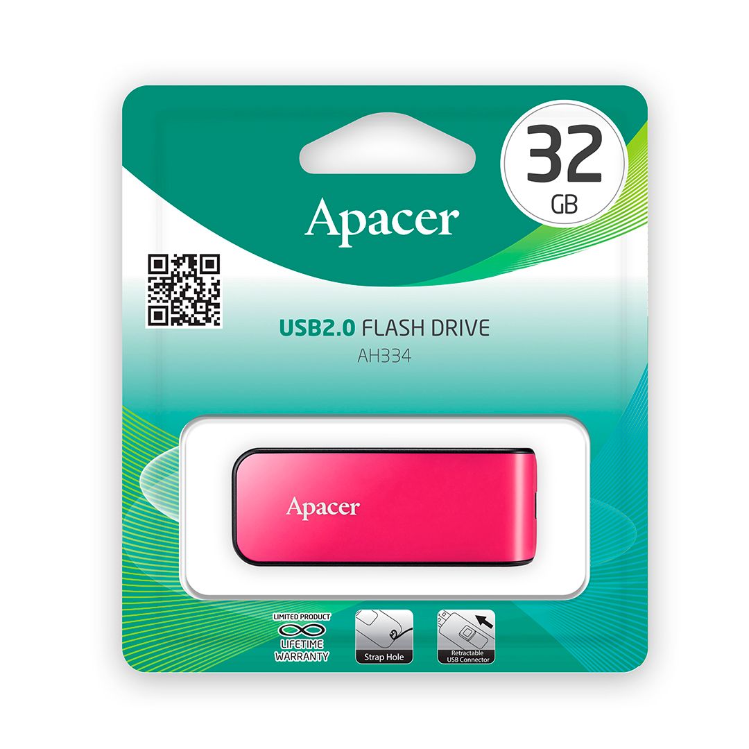USB-флешка 32 Gb, Apacer "AH334", USB 2.0, розовая