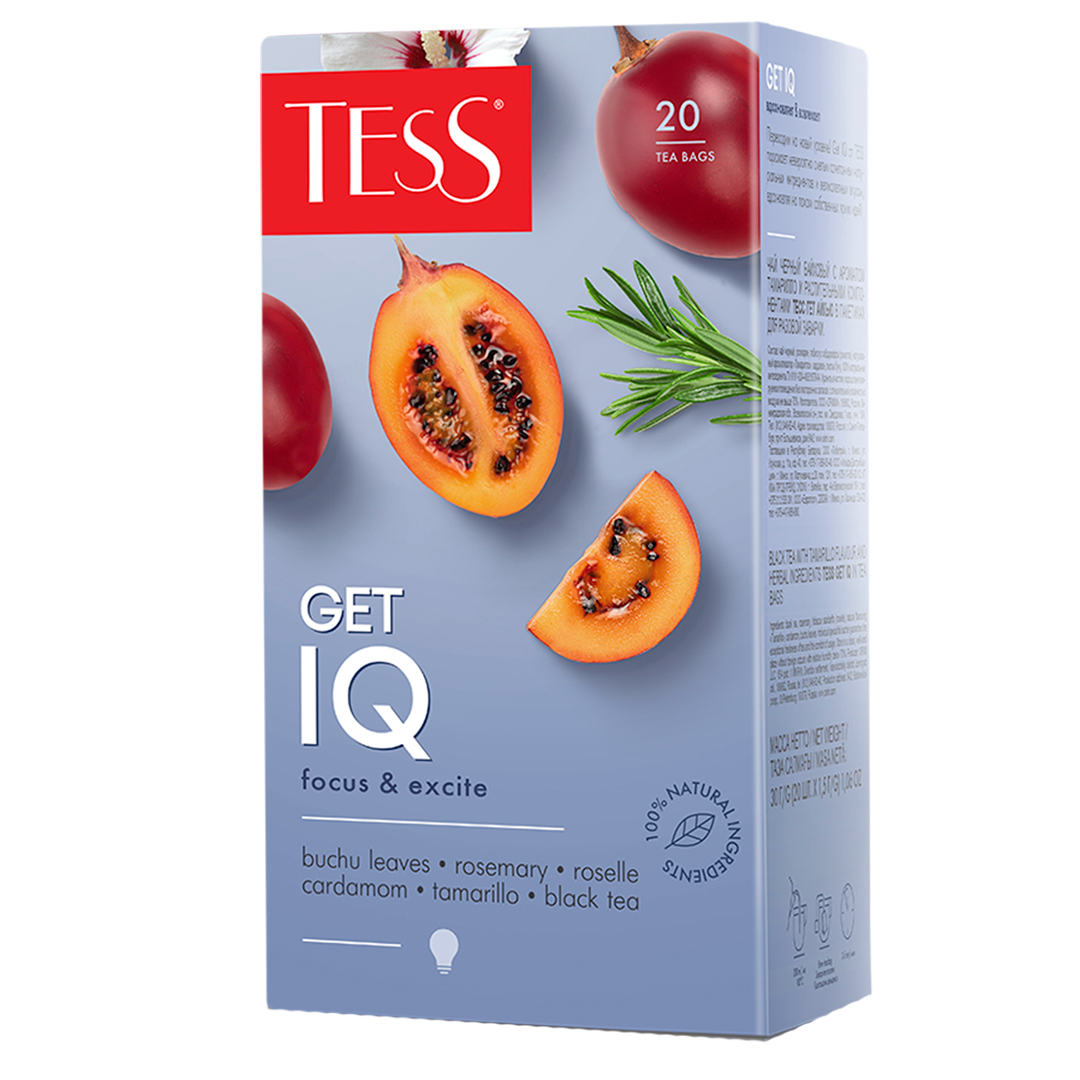 Чай Tess Get IQ, черный чай, 20 пакетиков / Чай пакетированный